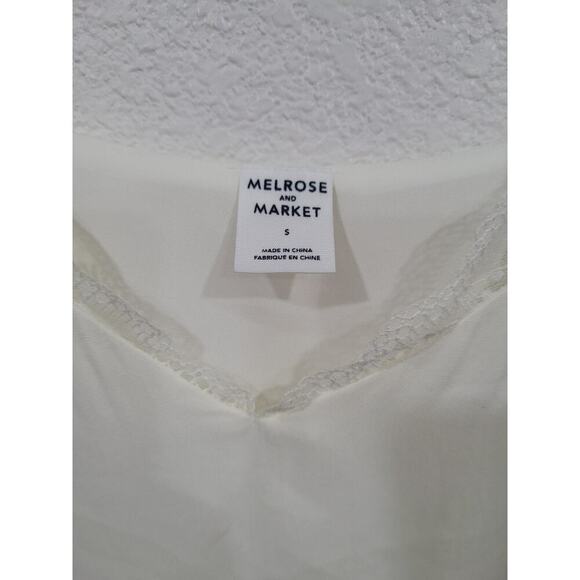 Melrose AND‎ Market Women's White Satin Tank Top S Lace Adjustable Straps #15 - Picture 3 of 4